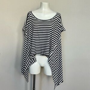 Free People Black & White Striped Asymmetrical Tunic